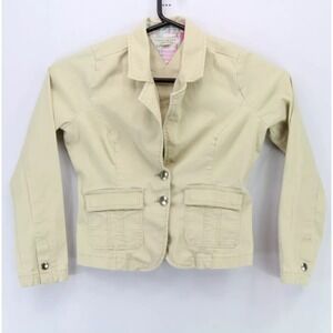 Tommy‎ Jeans Blazer Jacket XL Women's Button LS Collared Tan Corduroy (2529)